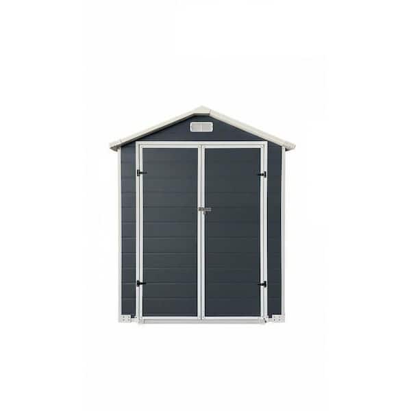 6 ft. W x 4 ft. D Gray Resin Shed with Floor and Lockable Door (24 sq. ft. )