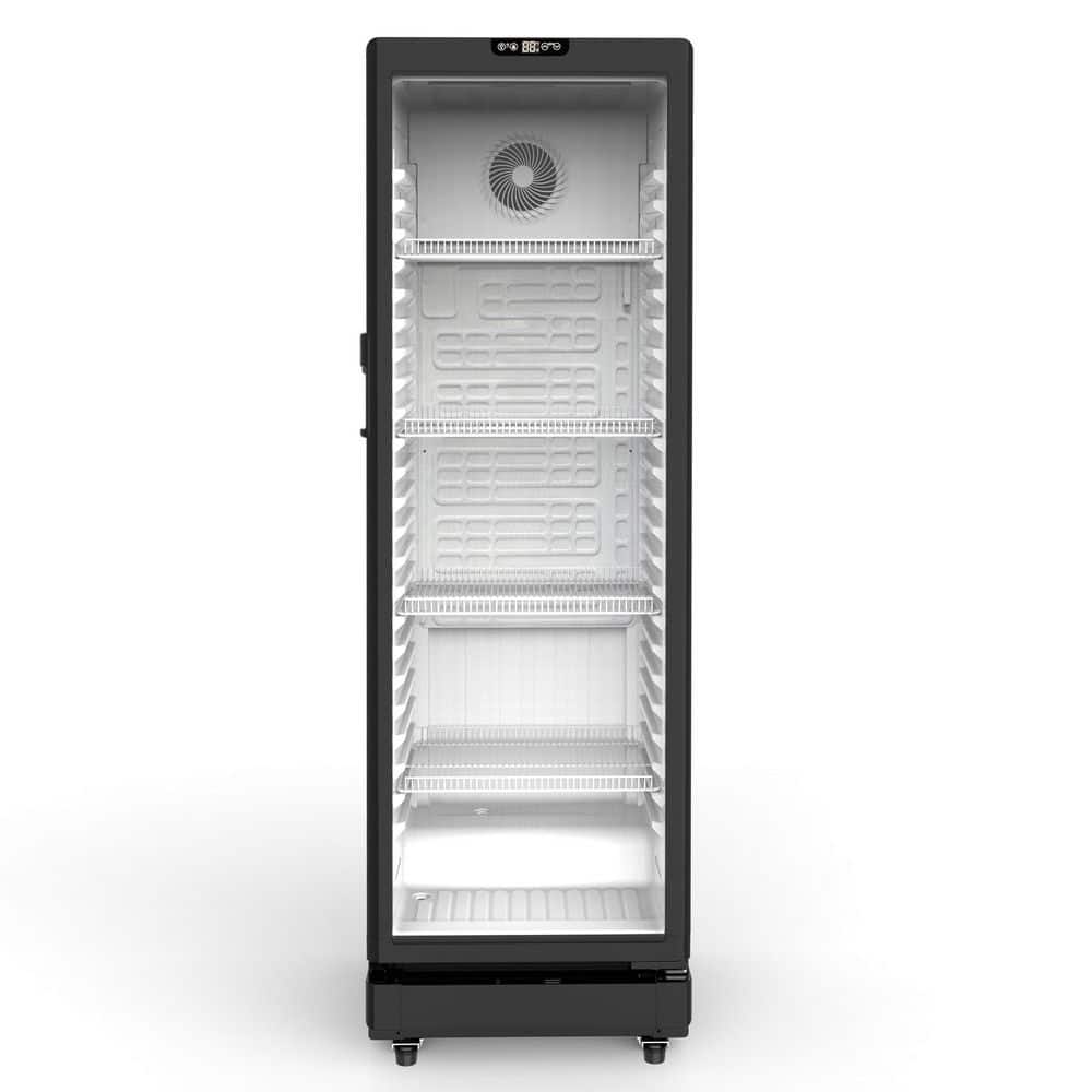 12 cu. ft. Commercial Beverage Refrigerator Upright Beverage Display Cooler in Black with Glass Door