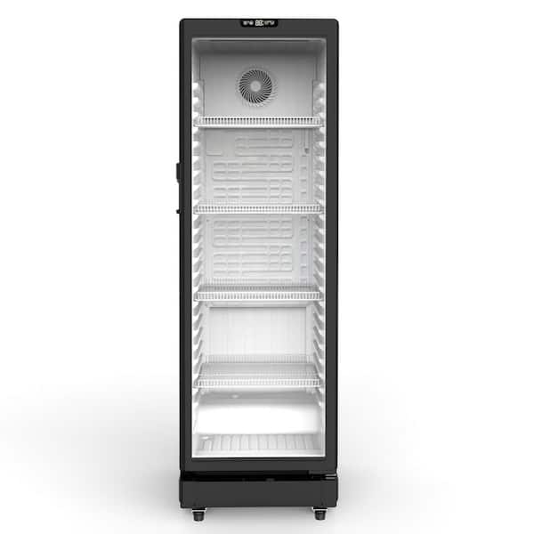 12 cu. ft. Commercial Beverage Refrigerator Upright Beverage Display Cooler in Black with Glass Door