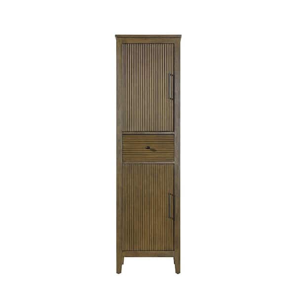 20 in. W x 18 in. D x 72 in. H Brown Freestanding Linen Cabinet
