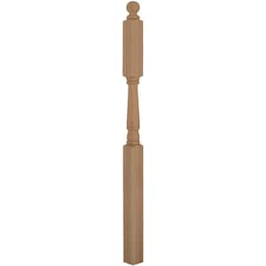 Stair Parts 4046 60 in. x 3 in. Unfinished Poplar Ball Top Newel Post for Stair Remodel