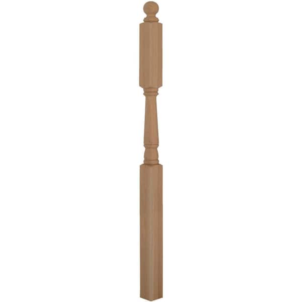 Stair Parts 4046 60 in. x 3 in. Unfinished Red Oak Ball Top Landing Newel Post