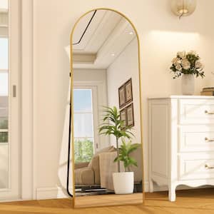21 in. W x 64 in. H Arched Gold Aluminum Alloy Framed Full Length Mirror Standing Floor Mirror