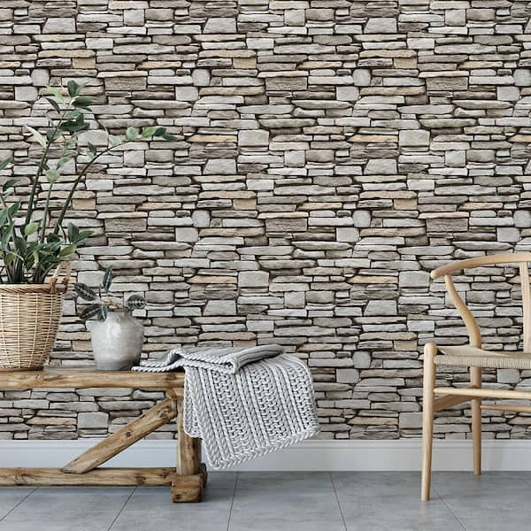 NuWallpaper Hadrian Stone Wall Vinyl Peel  Stick Wallpaper Roll Covers  3075 Sq Ft NU2065  The Home Depot