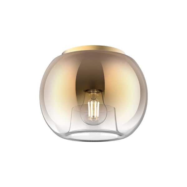 Samar 8 in. 1 Light 60-Watt Brushed Gold/Copper Flush Mount