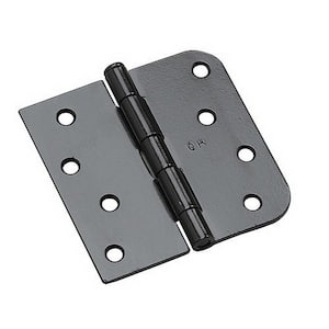 4 in. x 4 in. Black Full Mortise Combination Butt Hinge with Removable Pin (3-Pack)