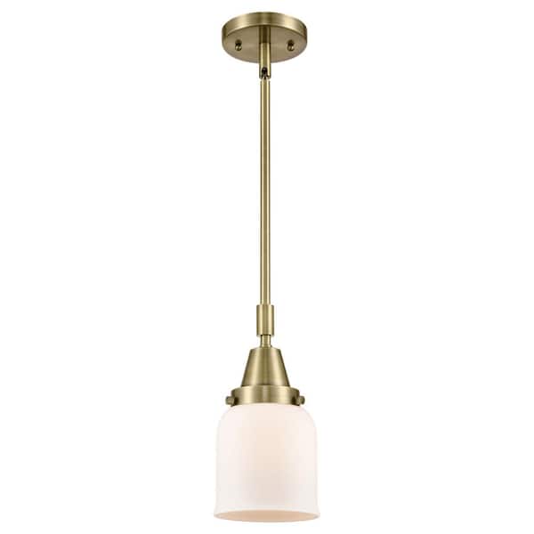 Bell 100-Watt 1-Light Antique Brass Standard Mini Pendant Light with Painted Glass Shade, No Bulbs Included