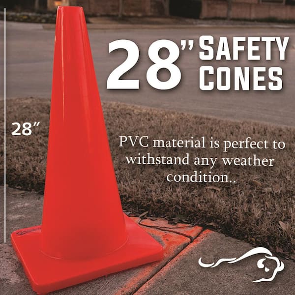 Vanity Art 18 in. Black Base Orange Safety Cone with 6 in. Reflective Collar (Pack of 6)