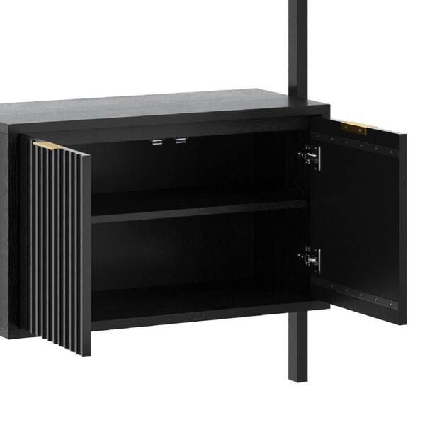Nathan James Jasper 72 in. Tall Black Oak Solid Wood 3-Shelf