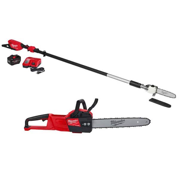 M18 FUEL 10 in. 18V Lithium-Ion Brushless Cordless Telescoping Pole Saw Kit w/16 in. Chainsaw, 12.0 Ah Battery, Charger