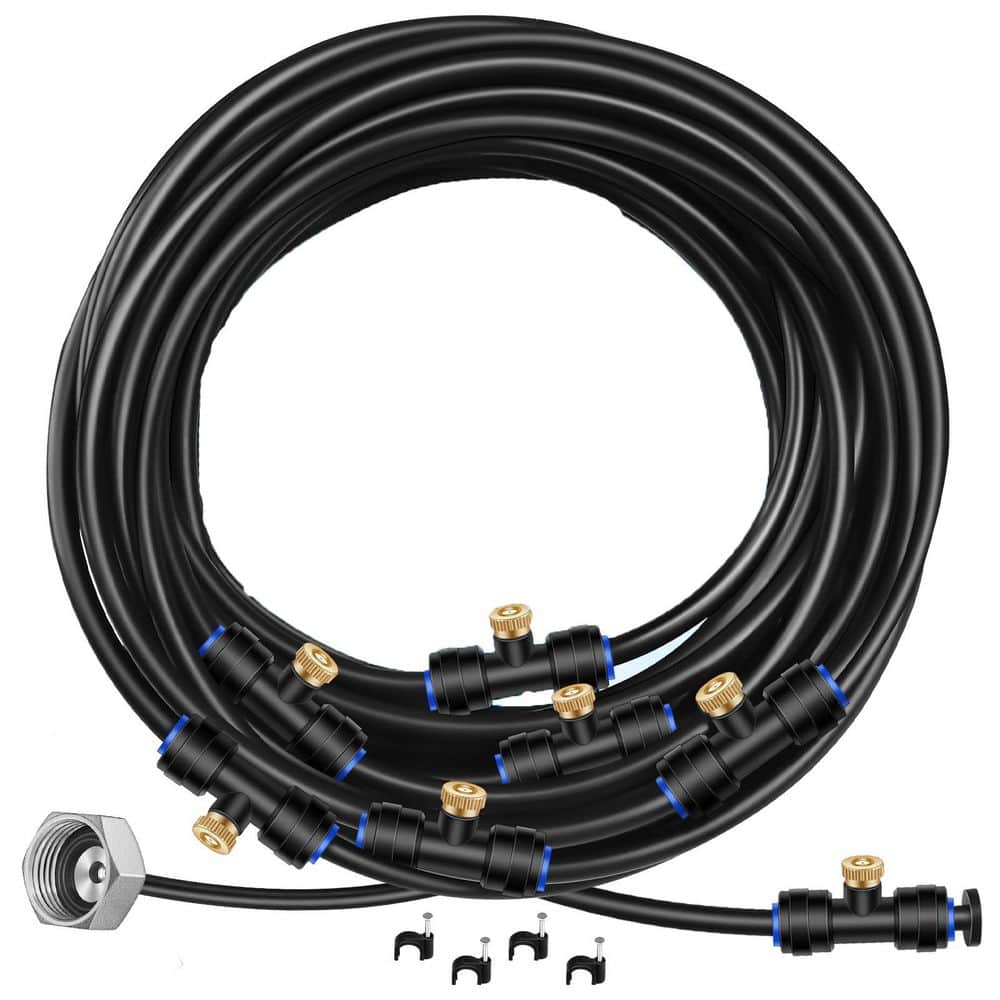 75FT Misting Cooling System 28 Brass Nozzles Brass Adapter Leakproof PU Tube Outdoor Patio Garden Greenhouse price history on PriceWatchPro