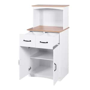 23.62 in. W x 15.75 in. D x 49.41 in. H White Wood Linen Cabinet with Large Open Shelf, Drawers and Adjustable Shelf