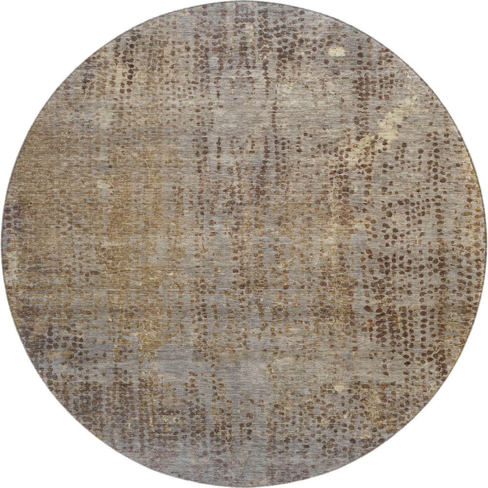 Mayfield Premium Machine Washable Abstract AMF2088 Brown 8 ft. x 8 ft. Round Rug price history on PriceWatchPro