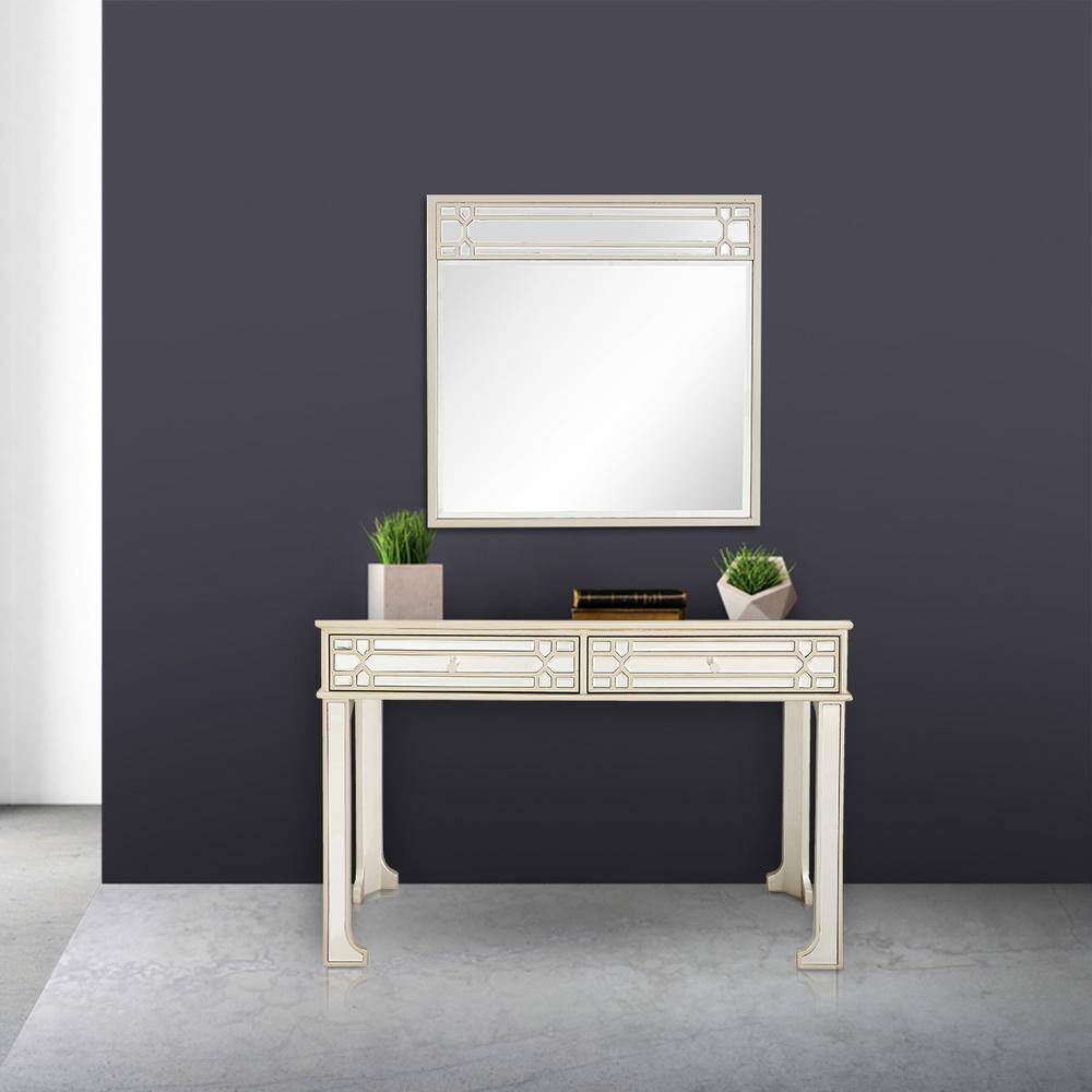 Aubrey Mirrored Glass Hallway Console Table with Storage