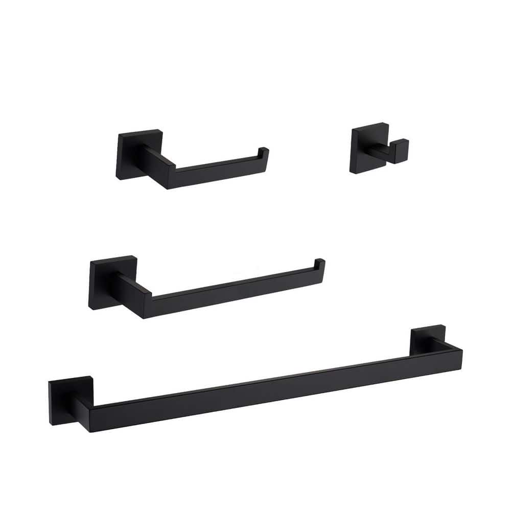 4-Piece Stainless Steel Bathroom Hardware Set with Mounting Hardware in Matte Black price history on PriceWatchPro