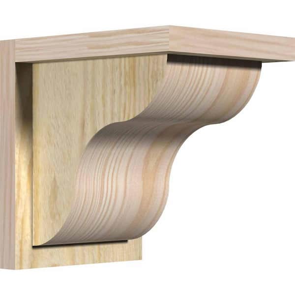 Ekena Millwork 8 in. x 10 in. x 10 in. Douglas Fir Carmel Rough Sawn Corbel with Backplate