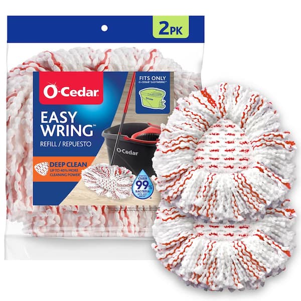 EasyWring Deep Clean Spin Mop Head Replacements, 40% More Scrubbing Power, Washable Microfiber Refills (2-Pack)
