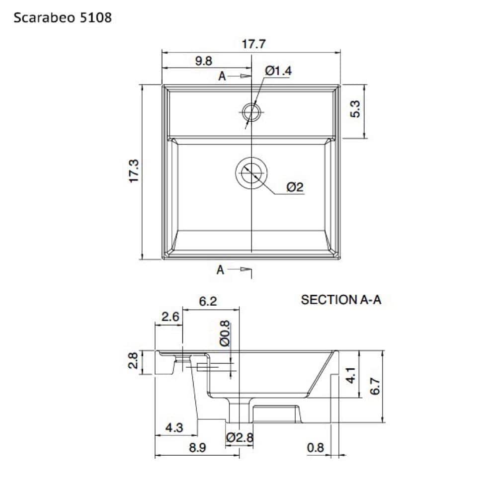 Teorema 17.3'' White Ceramic Rectangular Bathroom Sink with Overflow