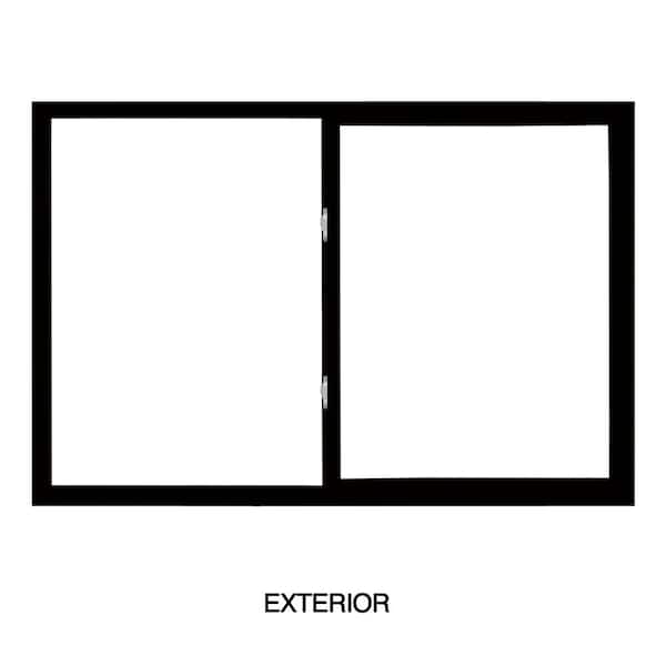 Premium WX 35.5 in. W x 11.5 in H XO Left-Handed Black Ext Vinyl, ProSolar Shade Low E Argon Obscure Glass Slider Window
