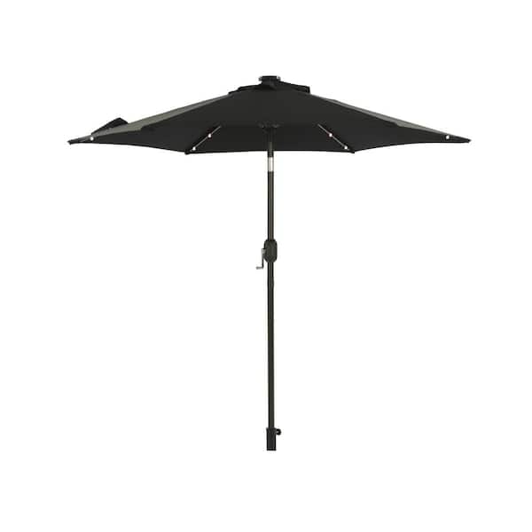Unbranded 7.5 ft. Market Patio Umbrella with LED Light Black