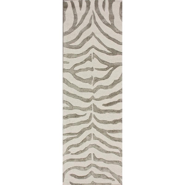 nuLOOM Zebra Stripes Gray 3 ft. x 10 ft. Runner Rug