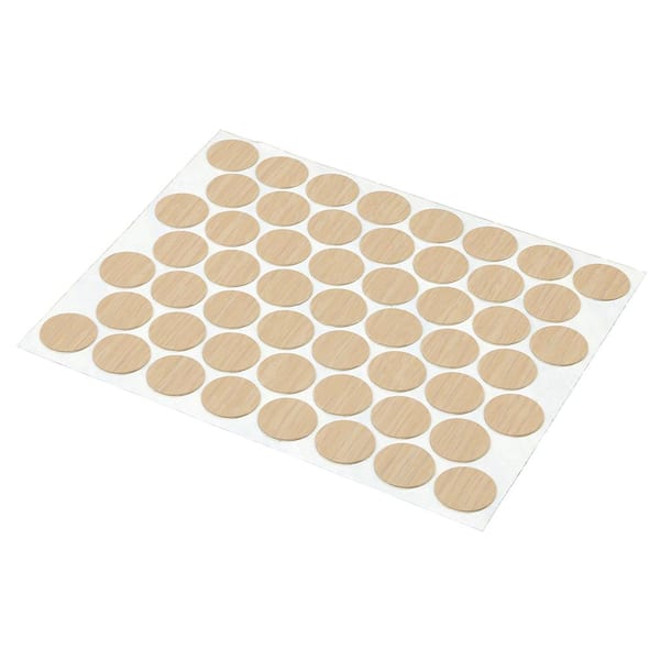 Prime-Line Maple Screw Hole Covers, Self-Adhesive, Smooth, Plastic, 53 Per Sheet