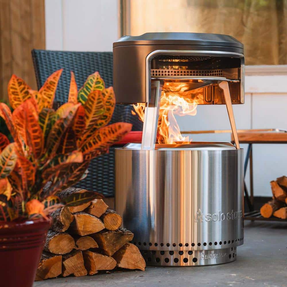 Stainless Steel Outdoor Wood-Fired Pizza Oven with Carry Case