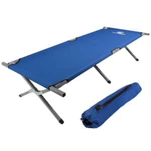 Portable Twin Folding Bed with Carry Bag - 600D Camp Sleeping Cot for Adults with Steel Frame and Storage Pocket (Blue)