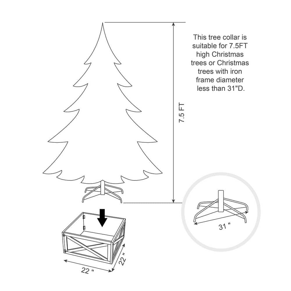 Rustic Washed White Wooden Christmas Tree Collar Box