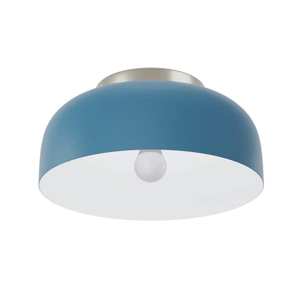 9.84 in. 1-Light Classic Industrial Blue Flush Mount Modern Metal Close to Ceiling Lighting