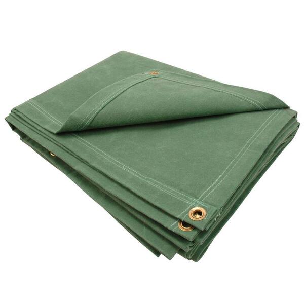 Sigman 4 ft. 8 in. x 6 ft. 8 in. 12 oz. Green Canvas Tarp-DISCONTINUED