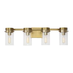 Garrett 29.25 in. 4-Light Burnished Brass Vanity Light