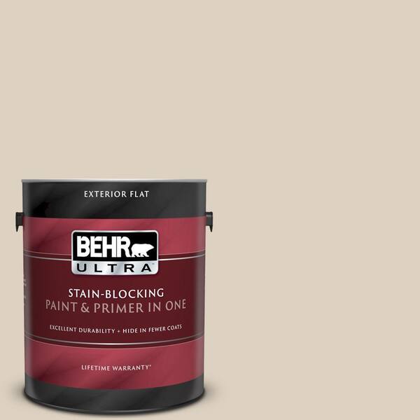 BEHR ULTRA 1 gal. #UL170-11 Roman Plaster Flat Exterior Paint and Primer in One