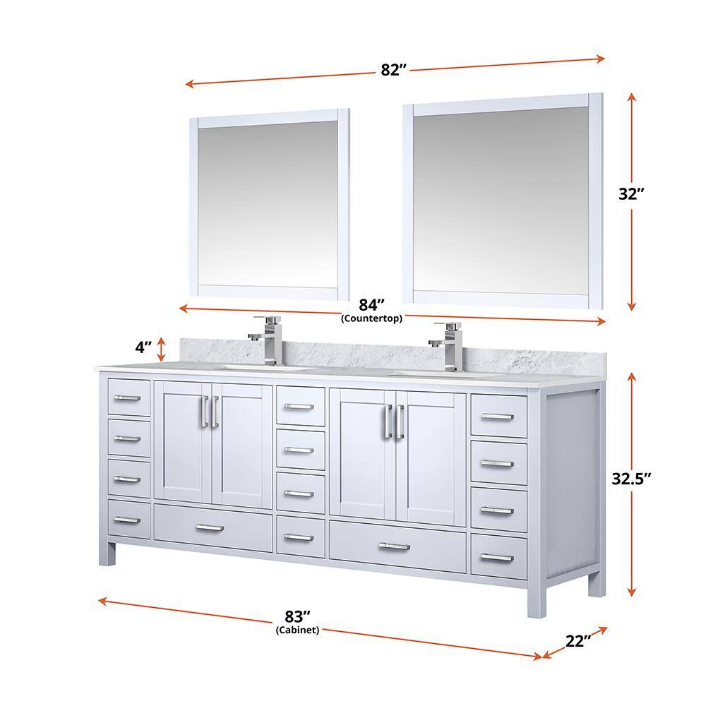 Jacques 84" White Double Freestanding Vanity Cabinet