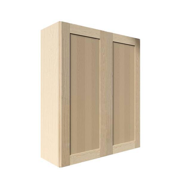 LIFEART CABINETRY Lancaster Shaker Assembled 24 in. x 42 in. x 12 in. Wall Cabinet with 2-Doors in Natural Wood