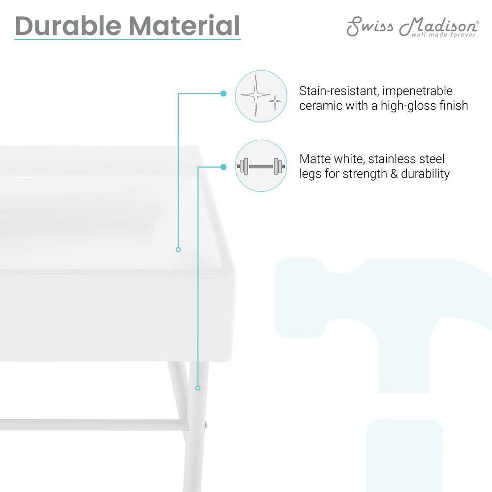 Claire 30" White Ceramic Wall-Mount Console Sink
