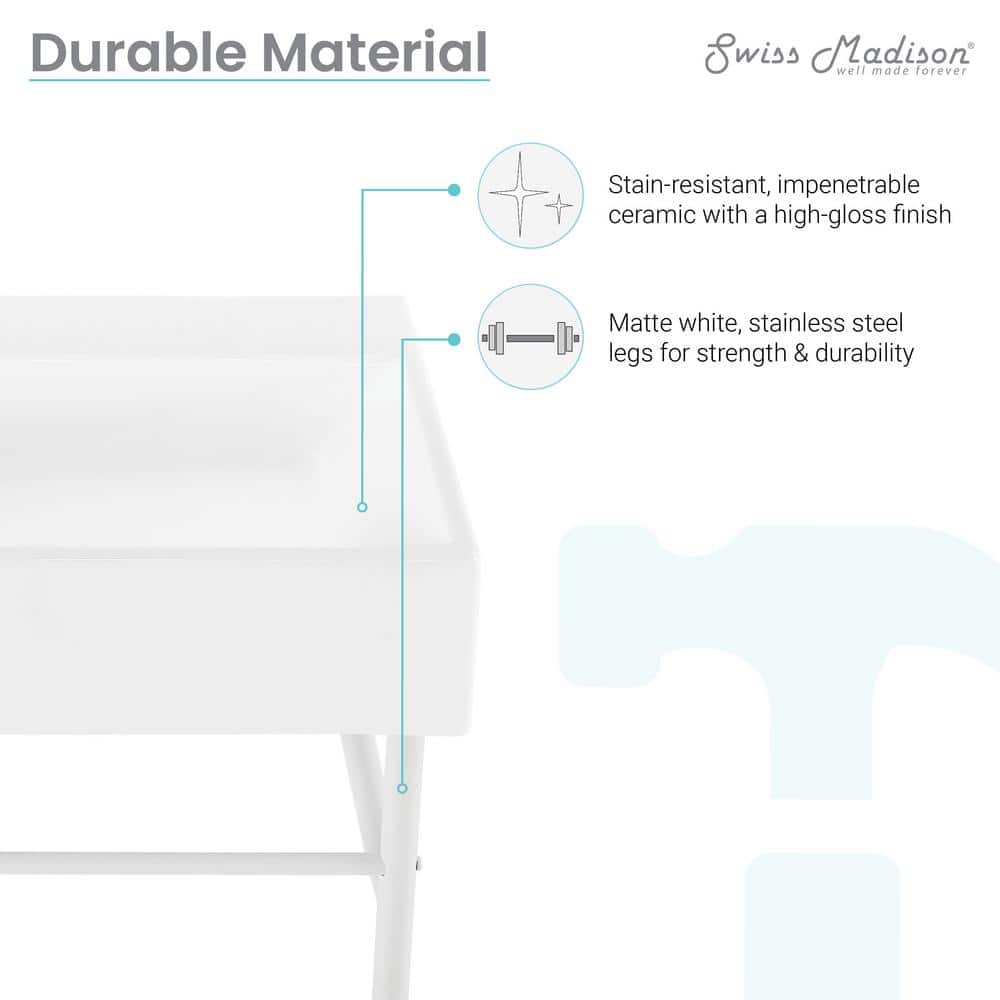 Claire 30" White Ceramic Wall-Mount Console Sink