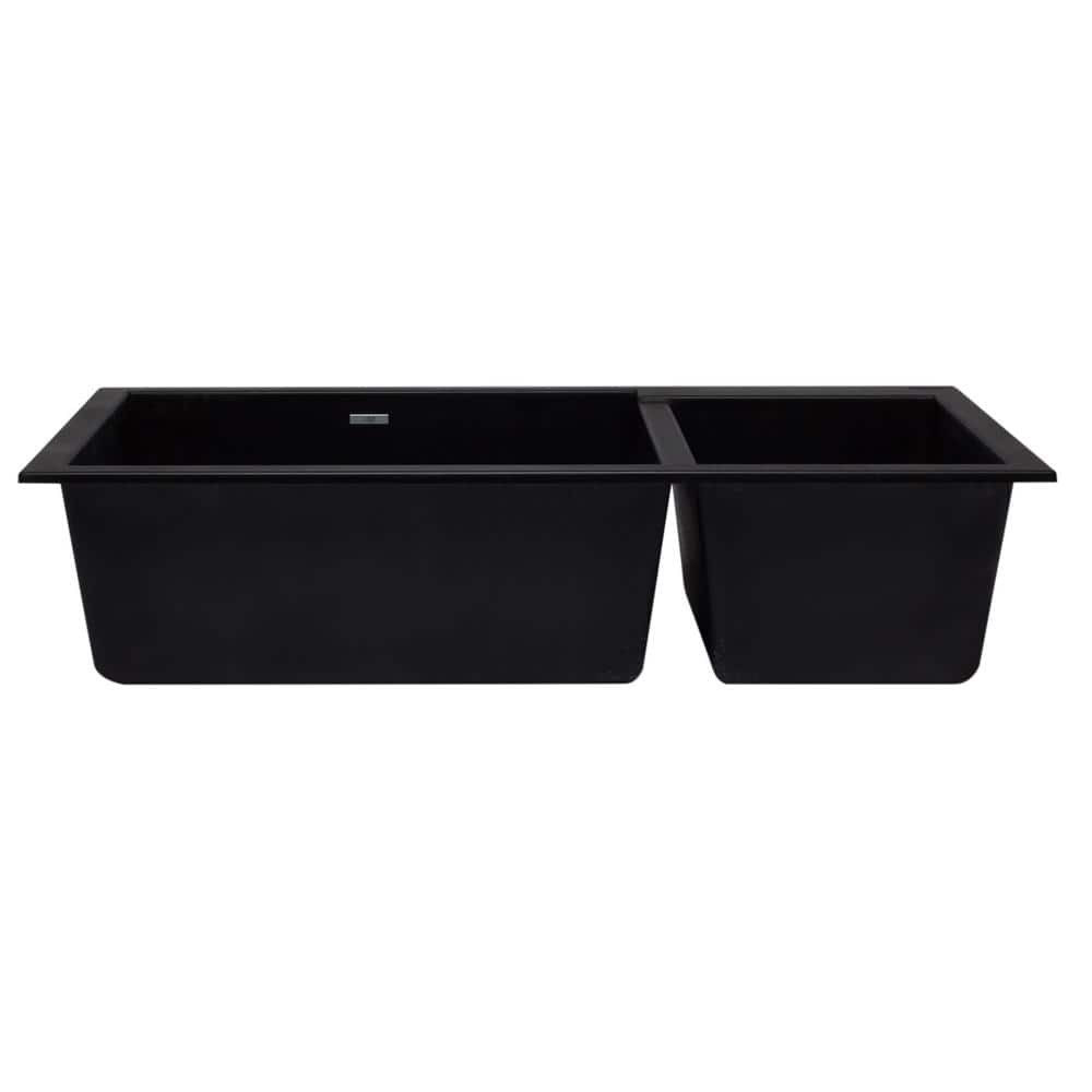 34'' Black Granite Double Bowl Undermount Kitchen Sink