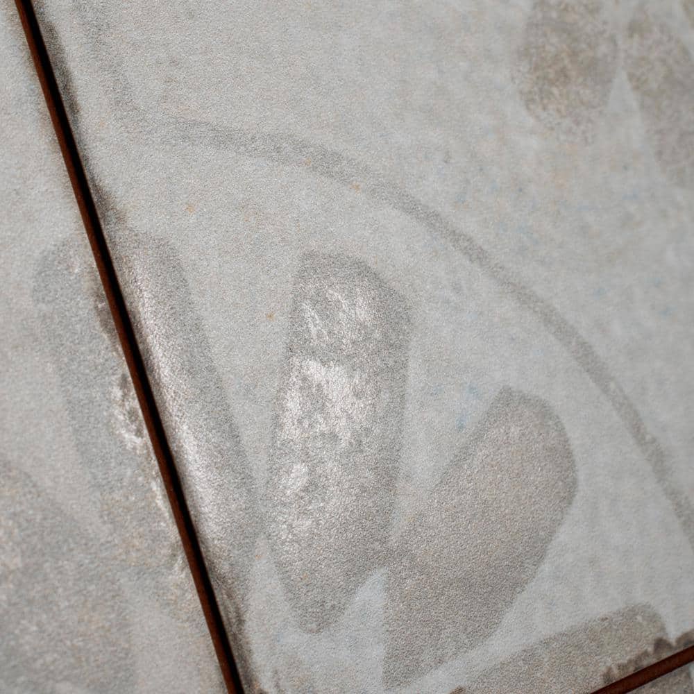Rustic Farmhouse Floral Motif 17.63" Ceramic Floor & Wall Tile