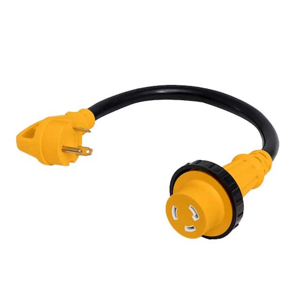 50 ft. 10/3 AWG 125-Volt 30 Amp (TT-30P/L5-30R) STW Velcro RV Extension Cord with TWIST-LOCK Connector and Grip Handle