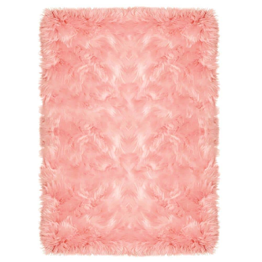 Pink Rug 2d iliebe Sheepskin Faux Furry Pink Cozy Rugs 2 ft. x 3 ft. Area Rug ...