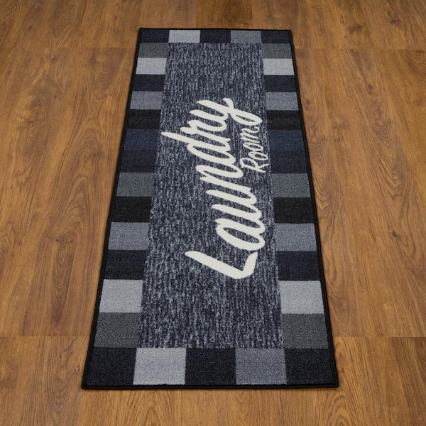 Black Laundry Room Runner Rug, 20x59