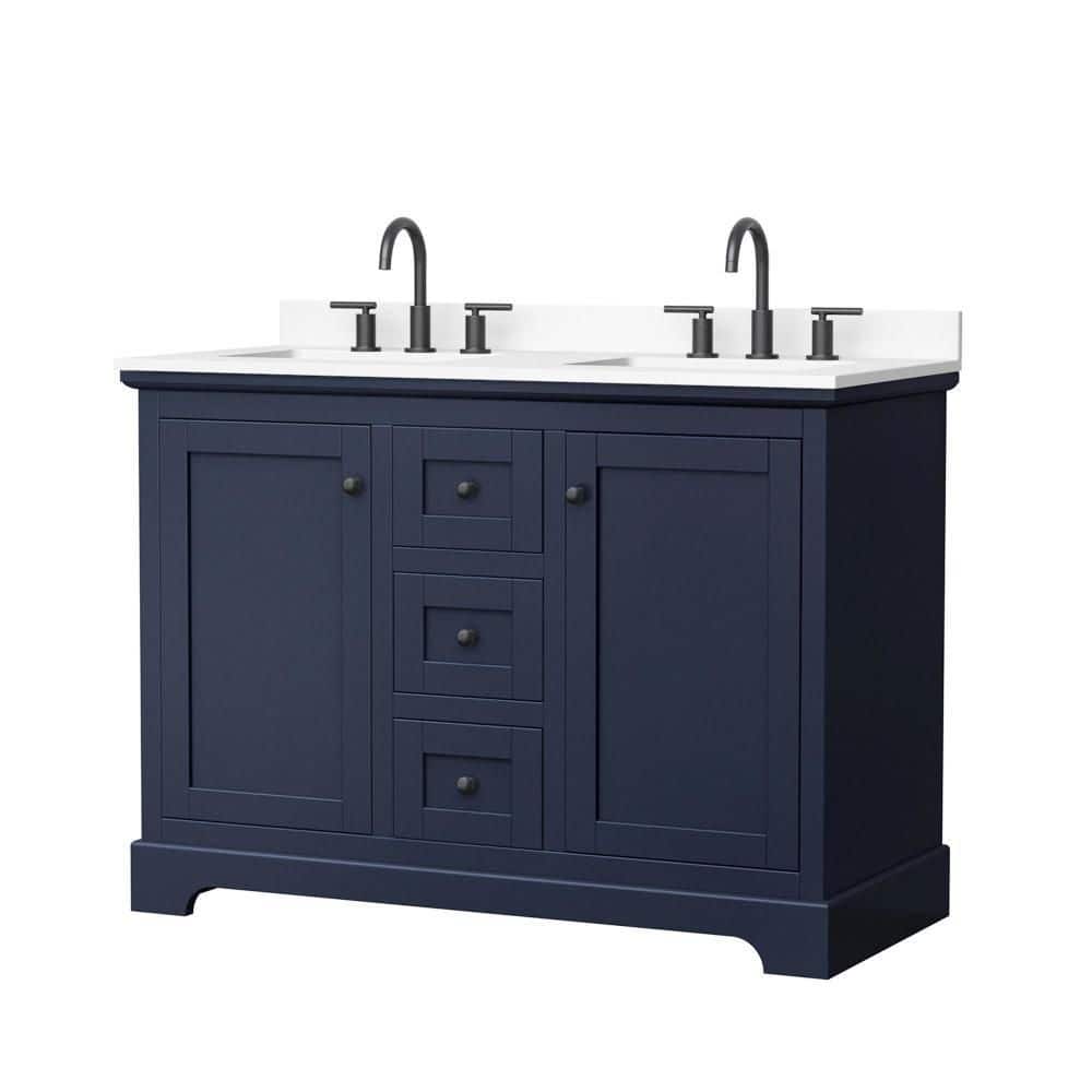 Avery 48 in. Double Freestanding Dark Blue Bath Vanity with Top price history on PriceWatchPro