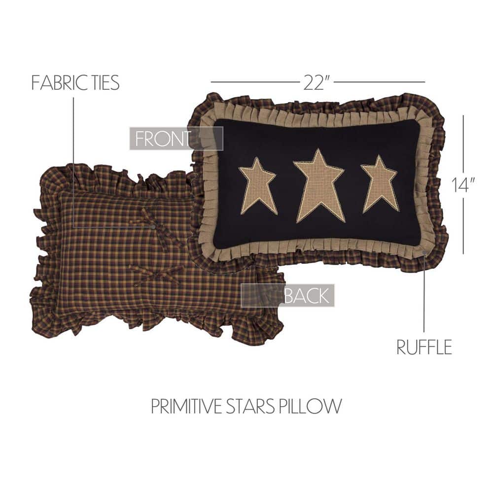 Heritage Farms Black Felt and Burlap Stars Throw Pillow