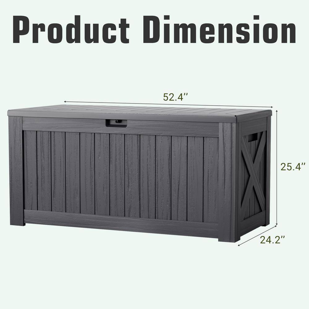 Gray 120 Gallon Lockable Plastic Deck Box