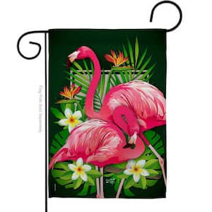 13 in. x 18.5 in. Tropical Flamingo Coastal Double-Sided Garden Flag Coastal Decorative Vertical Flags