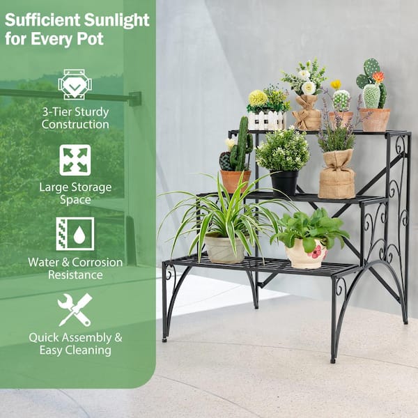 Costway 25 in. x 24 in. x 27 in. Stair Style Indoor/Outdoor