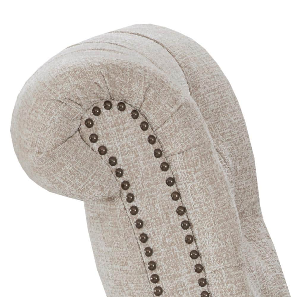 Elegant Cream Transitional Push Back Recliner with Tufted Back