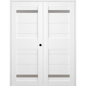 Imma 48" x 84" Left Hand Active 2-Lite Bianco Noble Composite Wood Double Prehung French Door