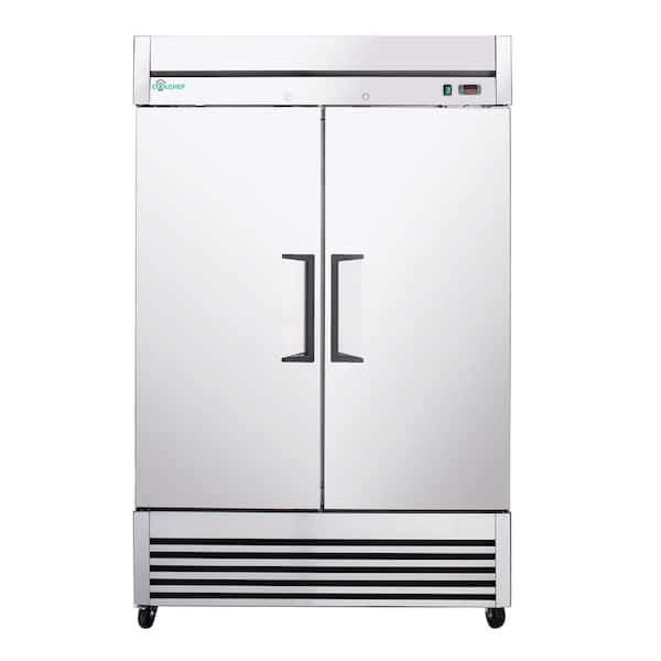 54 in. 49 cu. ft. Commercial Reach-In Upright Refrigerator in Stainless Steel with 2-Solid Door Auto Defrost